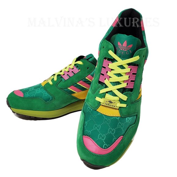GUCCI MENS SNEAKERS X ADIDAS ZX 8000 TORSION GREEN GG CANVAS SHOES 11 11.5 US - Picture 6 of 15